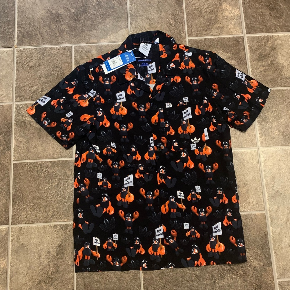 NWT Adidas Philip Colbert Save The Lobster Button Down Shirt Artist Series Small - Picture 1 of 7